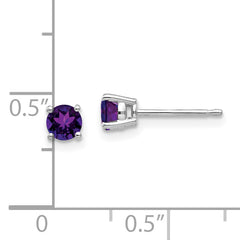 14k White Gold 4mm Amethyst Earrings