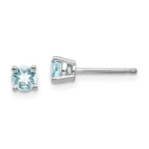 14k White Gold Aquamarine Post Earrings
