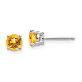 14k White Gold 5mm Citrine Earrings