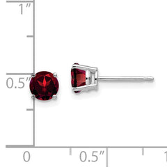 14k White Gold 5mm Garnet Earrings