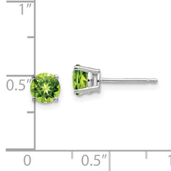 14k White Gold 5mm Peridot Earrings