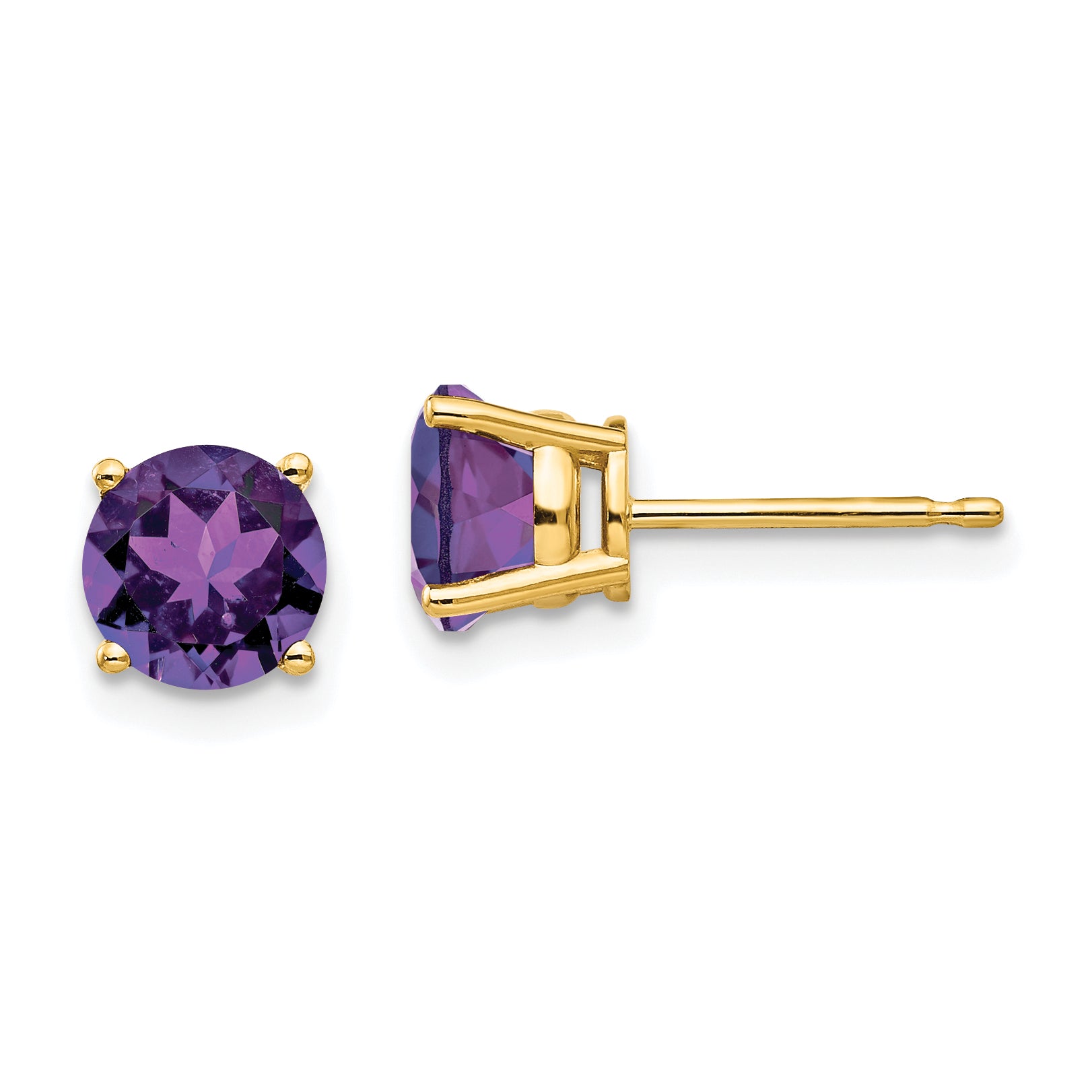 14k 6mm Amethyst Post Earrings