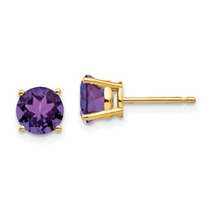 14k 6mm Amethyst Post Earrings
