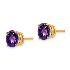 14k 8mm Amethyst Checker Post Earrings