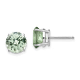 14kw 8mm Round Checker-Cut Green Quartz Earrings