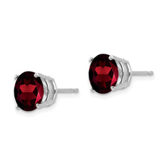 14k White Gold 8mm Garnet Earrings