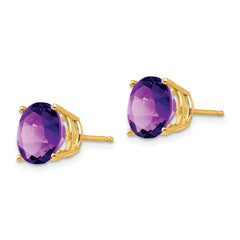 14k Amethyst Round Stud Earring