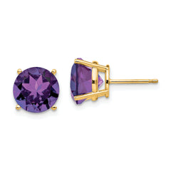14k Amethyst Round Stud Earring