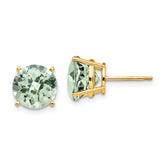 14k 9mm Round Checker-Cut Green Quartz Earrings