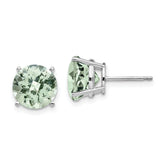 14kw 9mm Round Checker-Cut Green Quartz Earrings