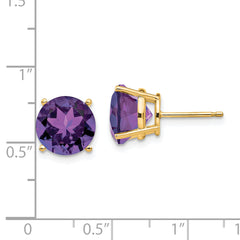 14k 10mm Amethyst Earrings