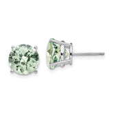 14kw 10mm Round Checker-Cut Green Quartz Earrings