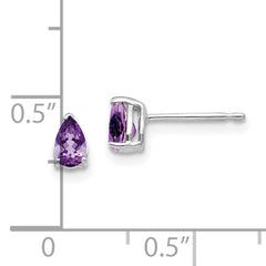 14k White Gold 5x3mm Pear Amethyst Earrings