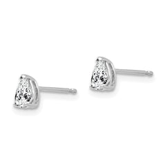14k White Gold Cubic Zirconia pear stud earring
