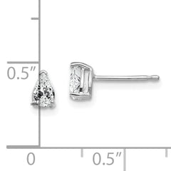14k White Gold Cubic Zirconia pear stud earring