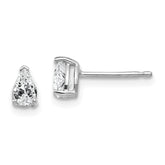 14k White Gold Cubic Zirconia pear stud earring