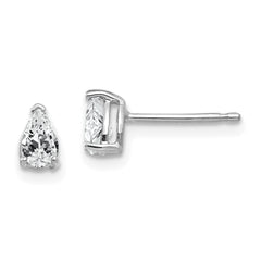14k White Gold Cubic Zirconia pear stud earring