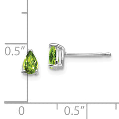 14k White Gold 5x3mm Pear Peridot Earrings