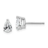 14k White Gold 6x4 Cubic Zirconia Pear Stud Earrings