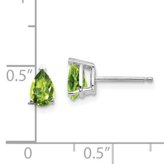 14k White Gold 6x4mm Pear Peridot Earrings