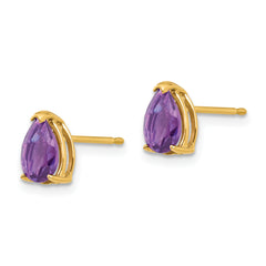 14k 7x5mm Pear Amethyst Earrings