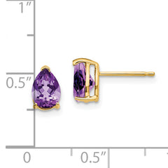 14k 7x5mm Pear Amethyst Earrings