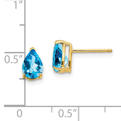 14k 7x5mm Pear Blue Topaz Earrings