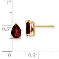 14k 7x5mm Pear Garnet Earrings