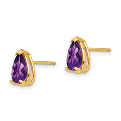 14k 8x5mm Pear Amethyst Checker Earrings