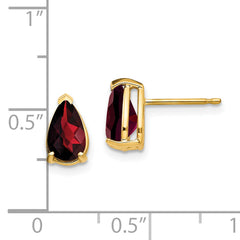 14k 8x5mm Pear Garnet Checker Earrings