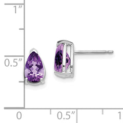 14k White Gold 8x5mm Pear Amethyst Earrings