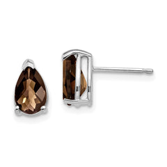 14kw 8x5 Pear Checker-Cut Smoky Quartz Earrings