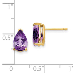 14k 9x6mm Pear Amethyst Earrings