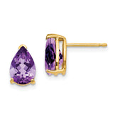 14k 9x6mm Pear Amethyst Earrings