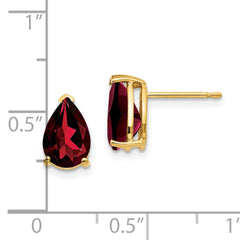 14k 9x6mm Pear Garnet Earrings