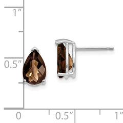 14kw 9x6 Pear Checker-Cut Smoky Quartz Earrings