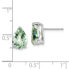 14kw 10x7 Pear Checker-Cut Green Quartz Earrings