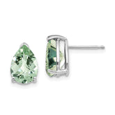 14kw 10x7 Pear Checker-Cut Green Quartz Earrings