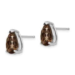 14kw 10x7 Pear Checker-Cut Smoky Quartz Earrings
