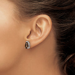 14kw 10x7 Pear Checker-Cut Smoky Quartz Earrings