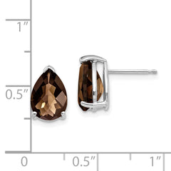 14kw 10x7 Pear Checker-Cut Smoky Quartz Earrings