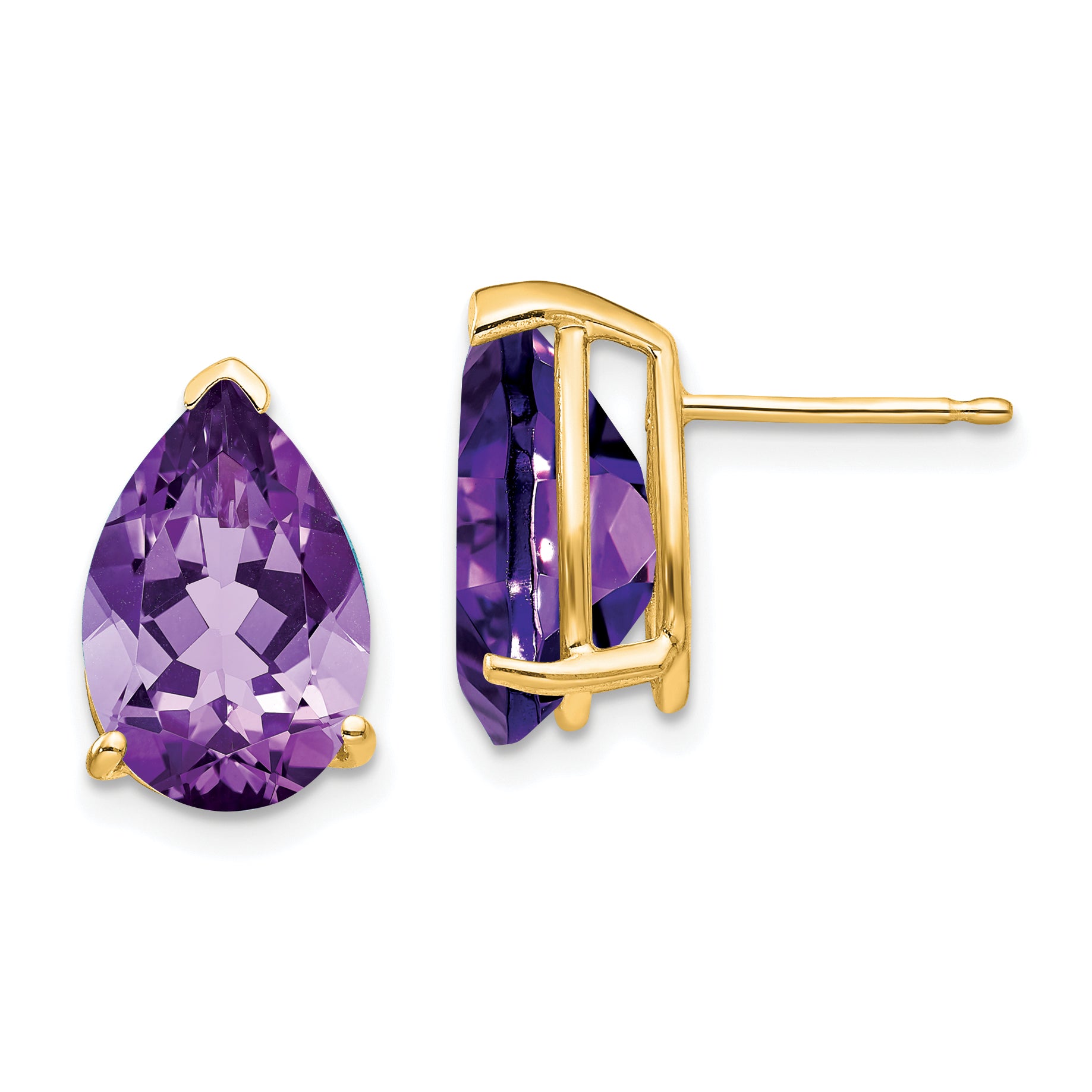 14k Amethyst Pear Stud Earrings
