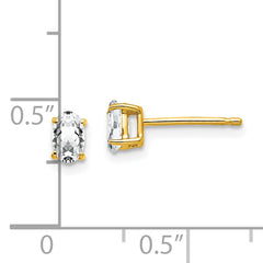 14k 5x3mm Oval Cubic Zirconia Earrings
