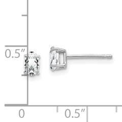 14k White Gold 5x3mm Oval Cubic Zirconia Earrings