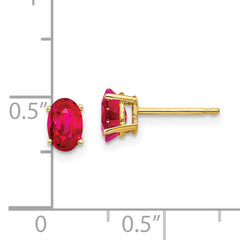 14k 6mm x 4mm Ruby Oval Post Stud Earrings