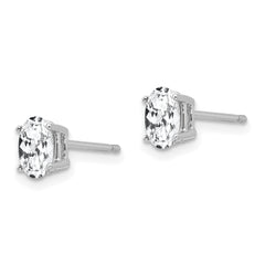 14k White Gold Cubic Zirconia Oval Stud Earrings