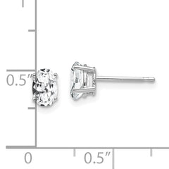 14k White Gold Cubic Zirconia Oval Stud Earrings