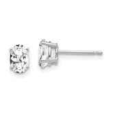 14k White Gold Cubic Zirconia Oval Stud Earrings