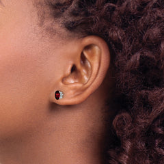 14k White Gold 6x4mm Oval Garnet Earrings