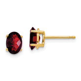 14k 7x5mm Oval Garnet Checker Earrings